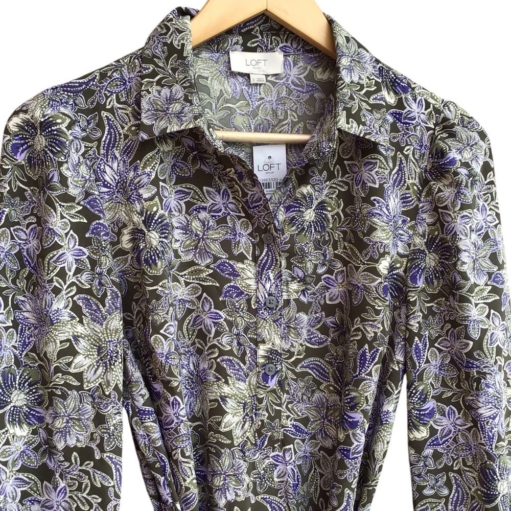 Loft Floral Long Sleeve Shift Dress Women’s Size Small - Picture 7 of 10